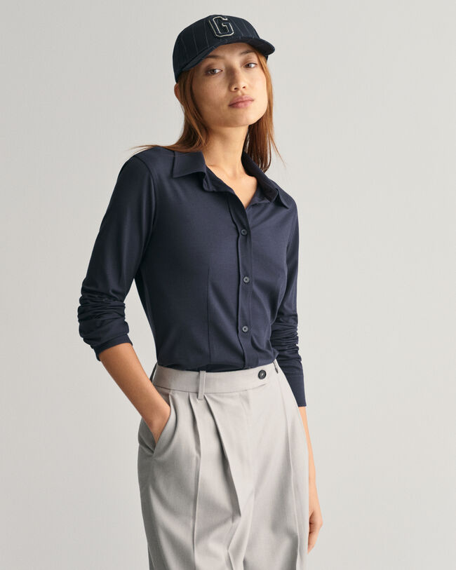 Slim fit skjorta i jersey