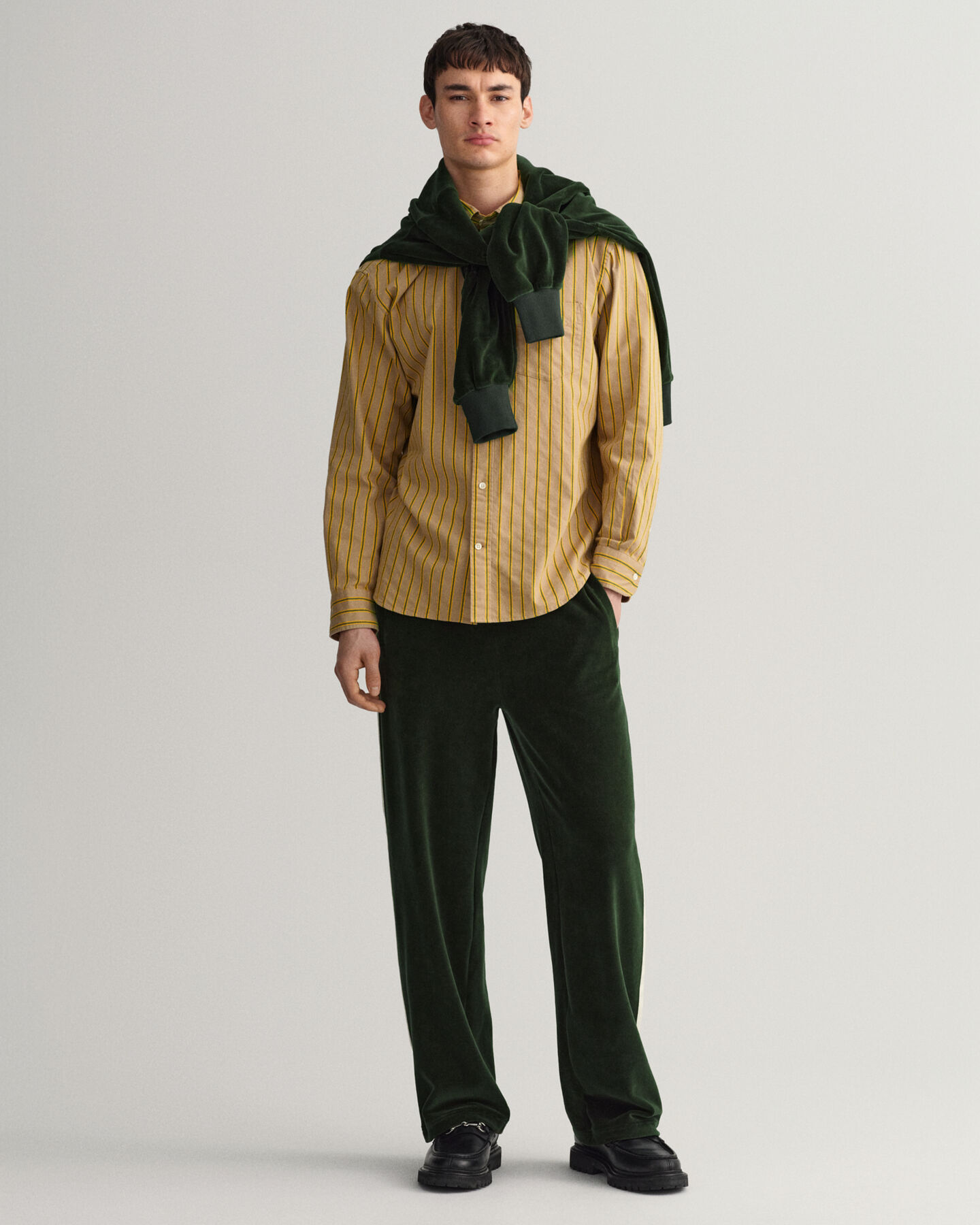 Relaxed fit dobbyvävd randig skjorta