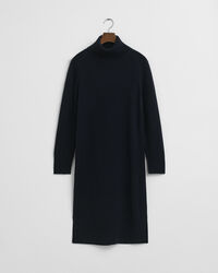 Klänning med polokrage och stickade detaljer