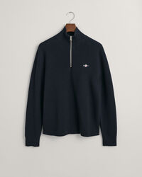 Milanostickad bomullströja med halv dragkedja