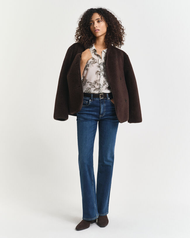 Relaxed fit trädmönstrad skjorta i bomull och silke