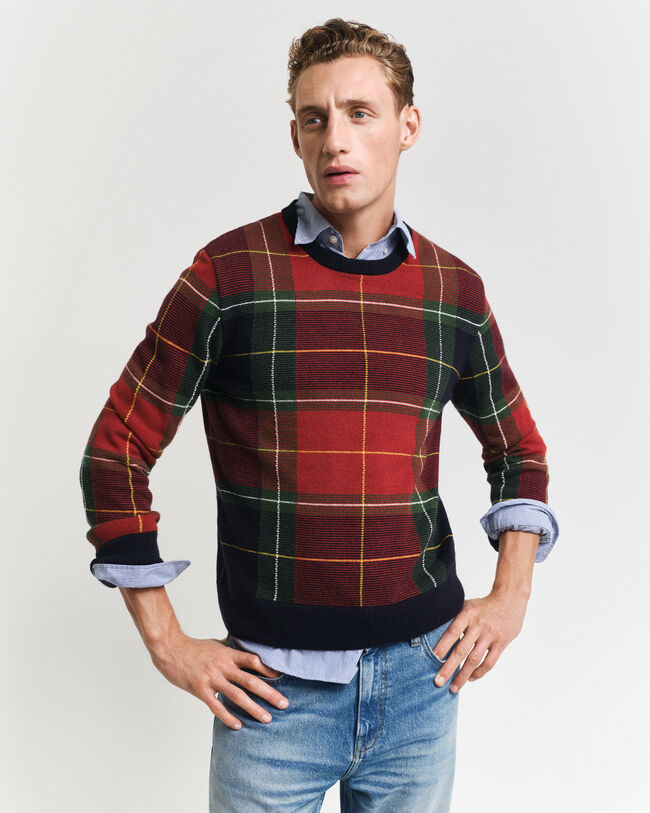 Rutig tr&ouml;ja med rund halsringning