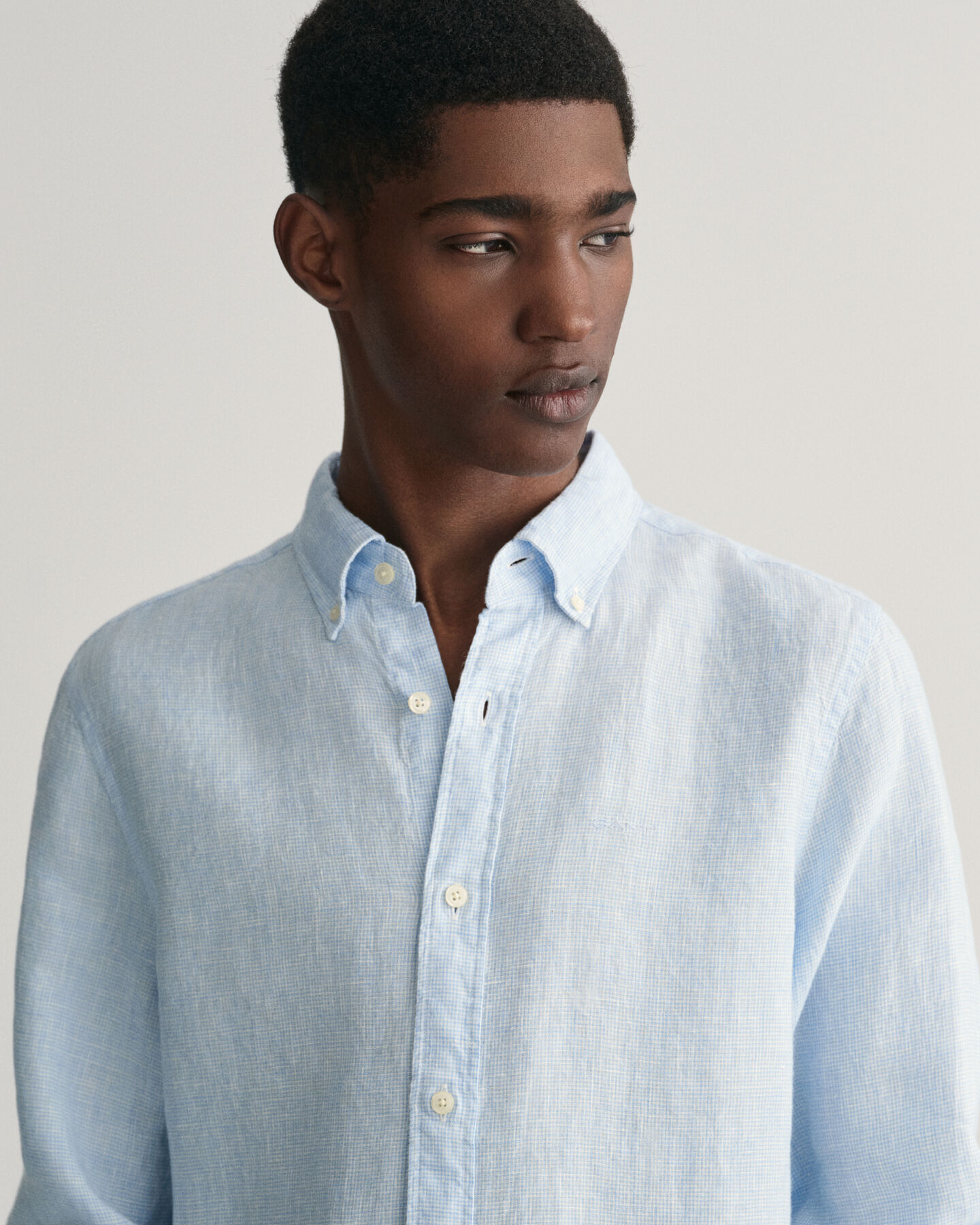 Slim fit hundtandsm&ouml;nstrad linneskjorta