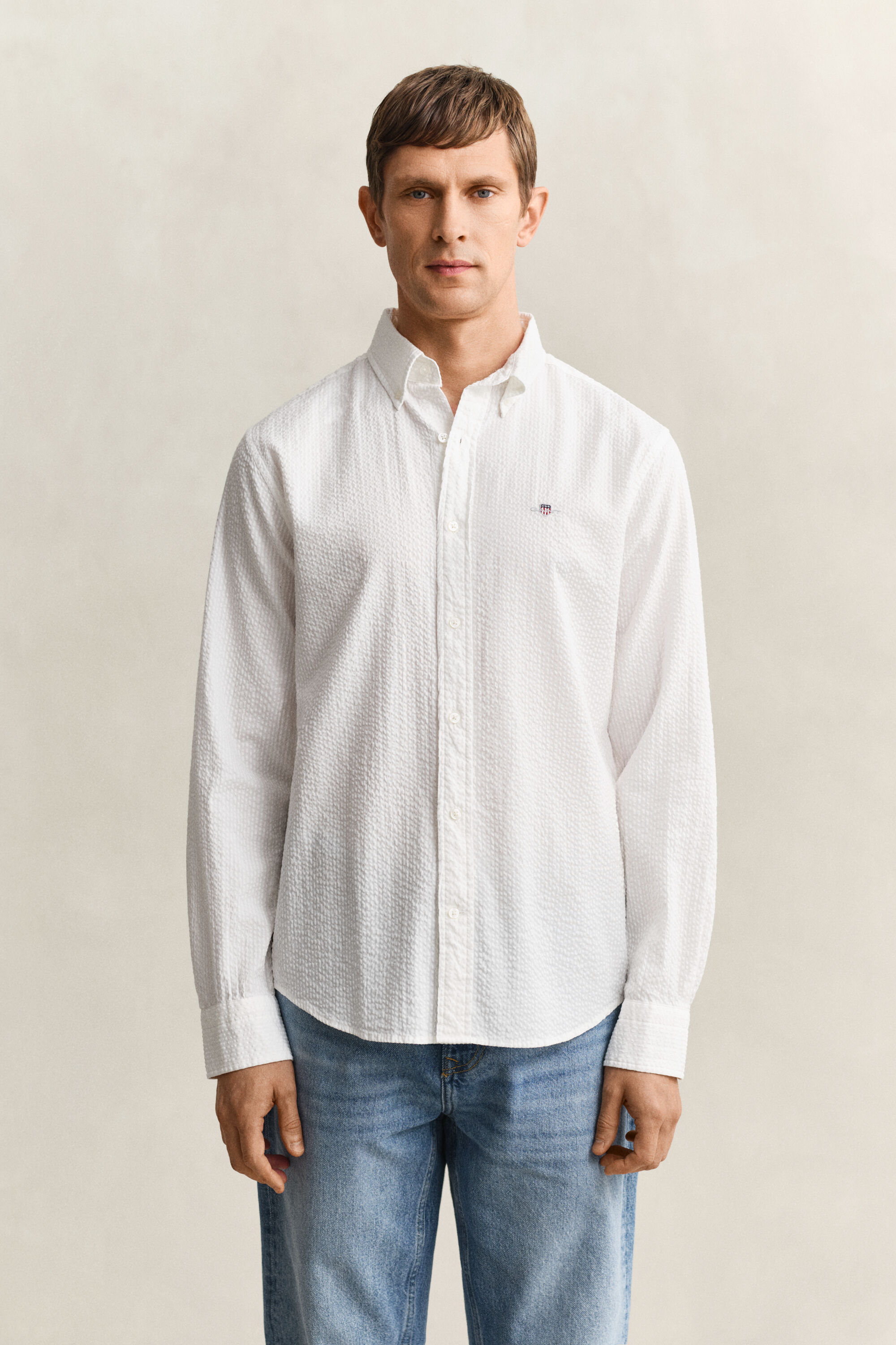 Regular fit Seersucker skjorta