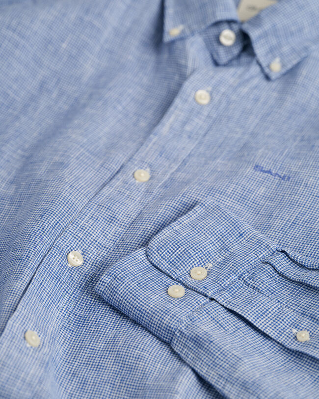 Slim fit hundtandsm&ouml;nstrad linneskjorta