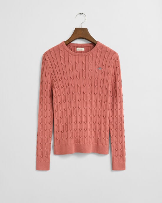 Teen Girls kabelstickad tröja i bomullsstretch med rund halsringning