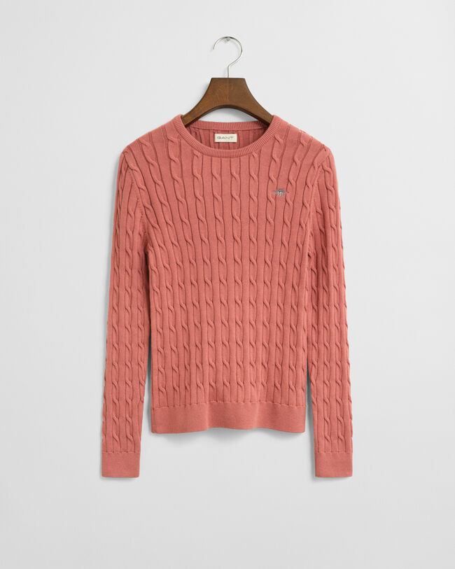 Teen Girls kabelstickad tröja i bomullsstretch med rund halsringning