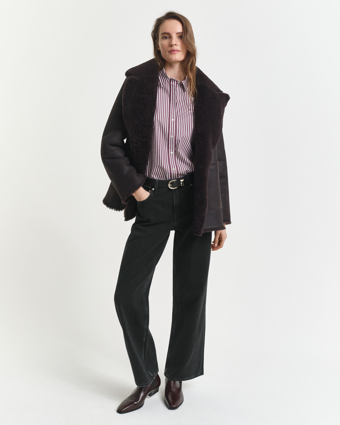 Regular fit klassisk randig poplinskjorta