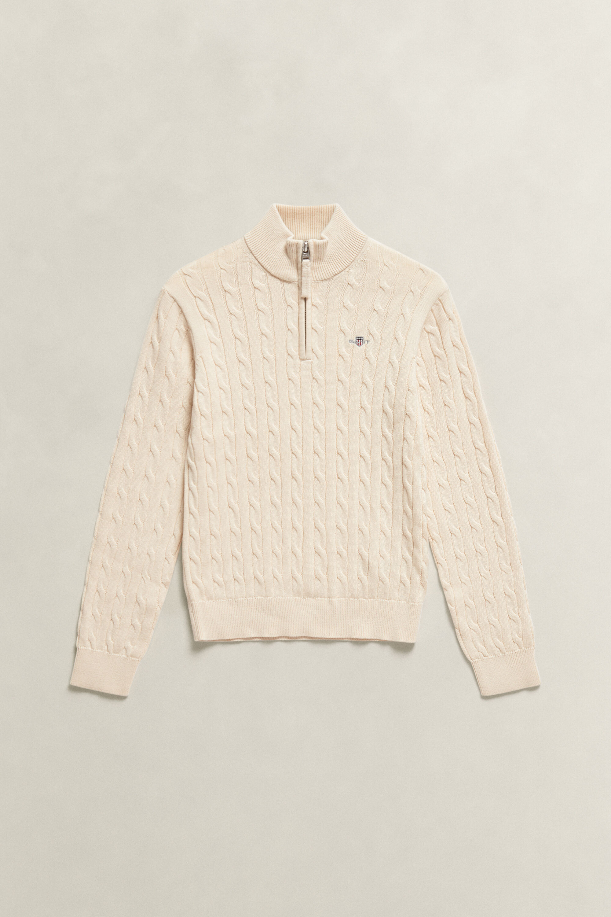 Teen Boys kabelstickad tröja med half-zip och sköldemblem