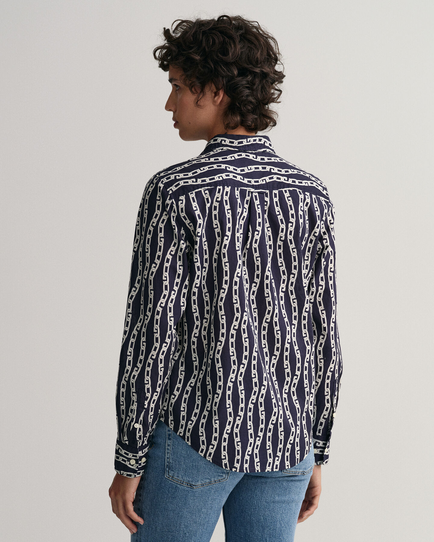 Regular fit Chain Print skjorta i bomullsvoile