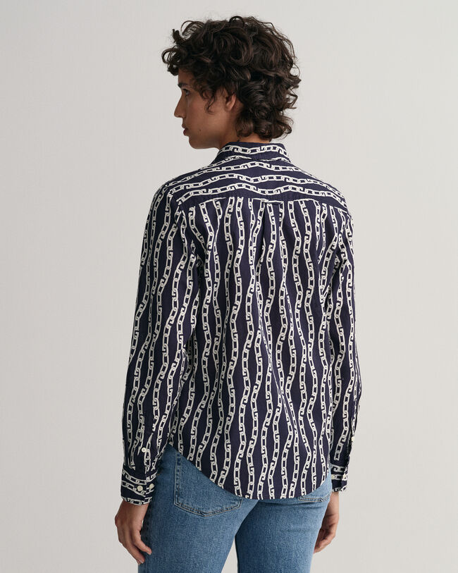 Regular fit Chain Print skjorta i bomullsvoile