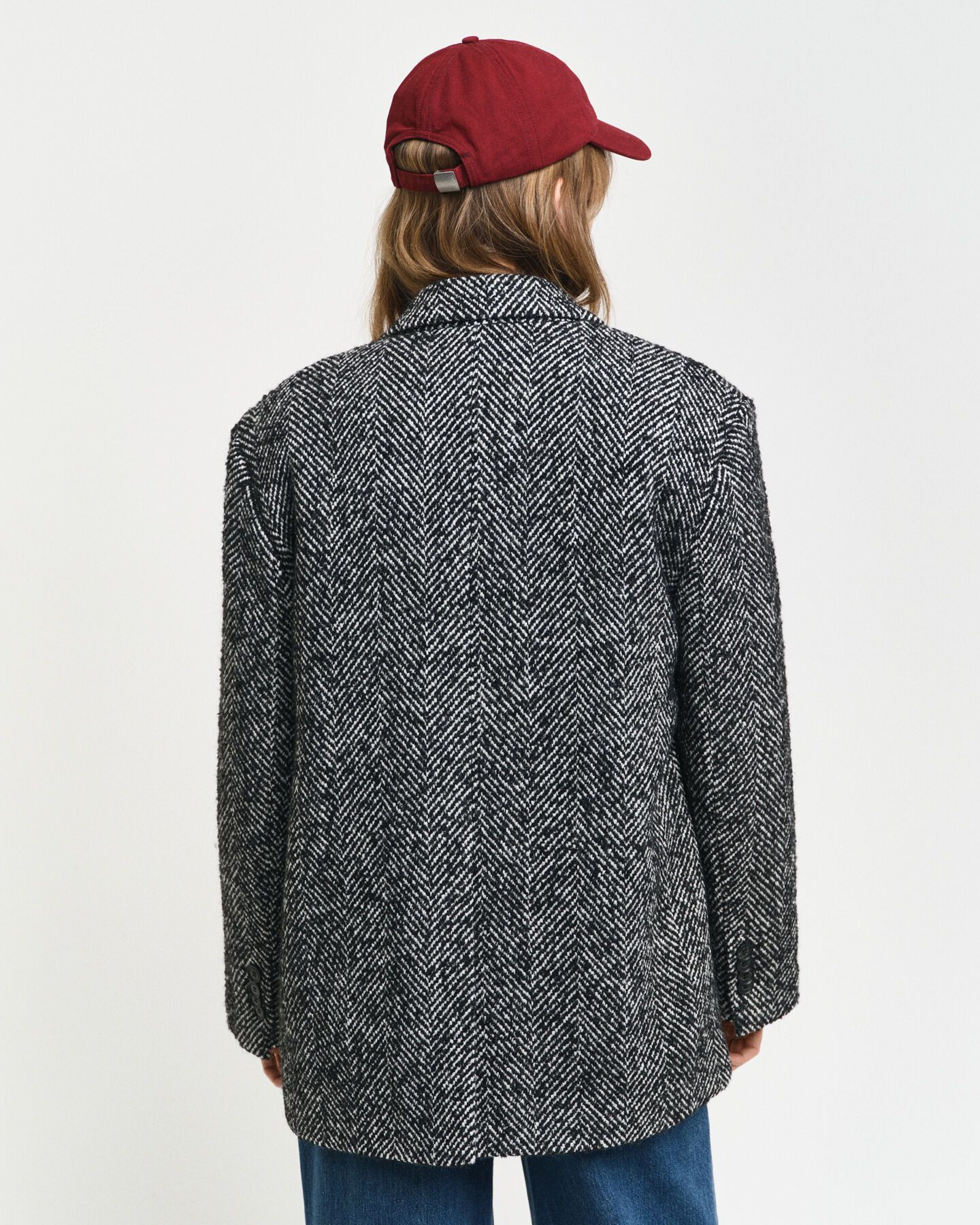 Relaxed fit kavaj med fiskbensmönster