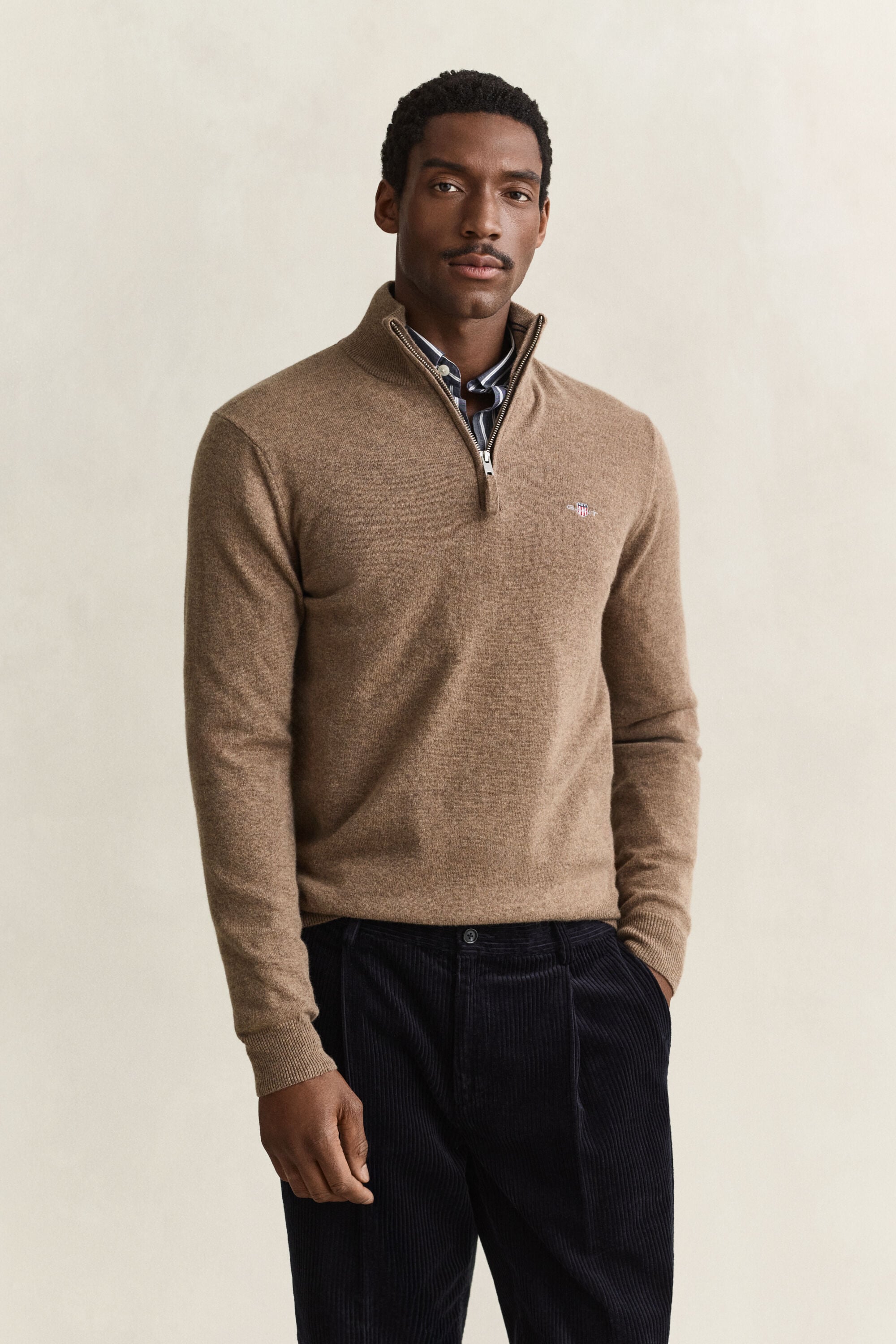 Tröja i lammull med half-zip