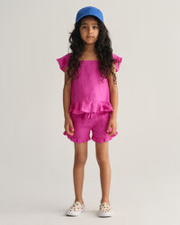 Girls linneshorts med volang