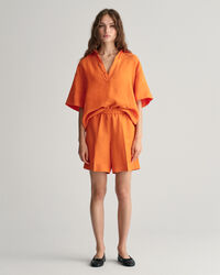 Relaxed fit dra-p&aring;-shorts i linneblandning