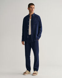 Regular Fit Plaggf&auml;rgad linneskjorta