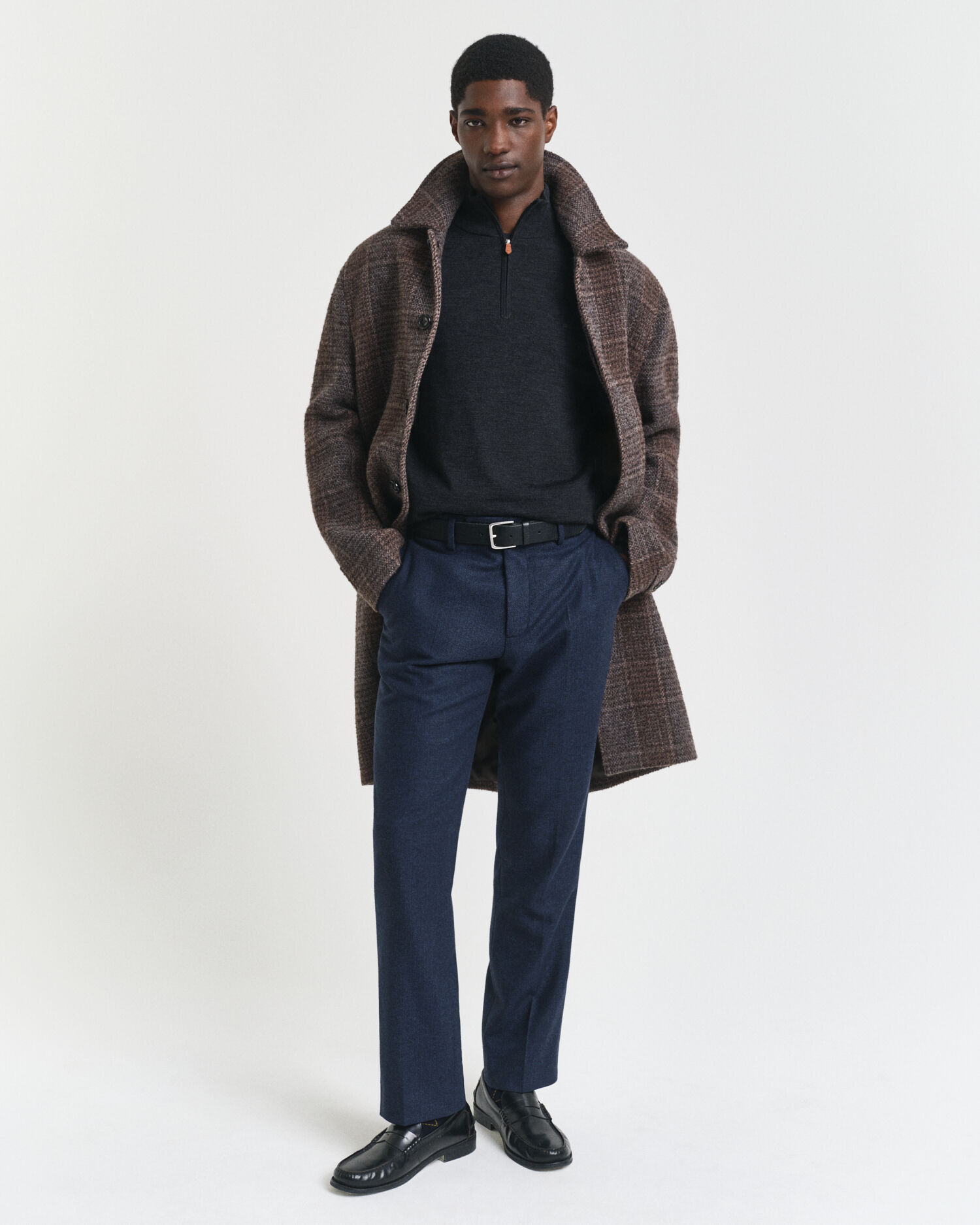 Tröja med half-zip i extra fin merinoull