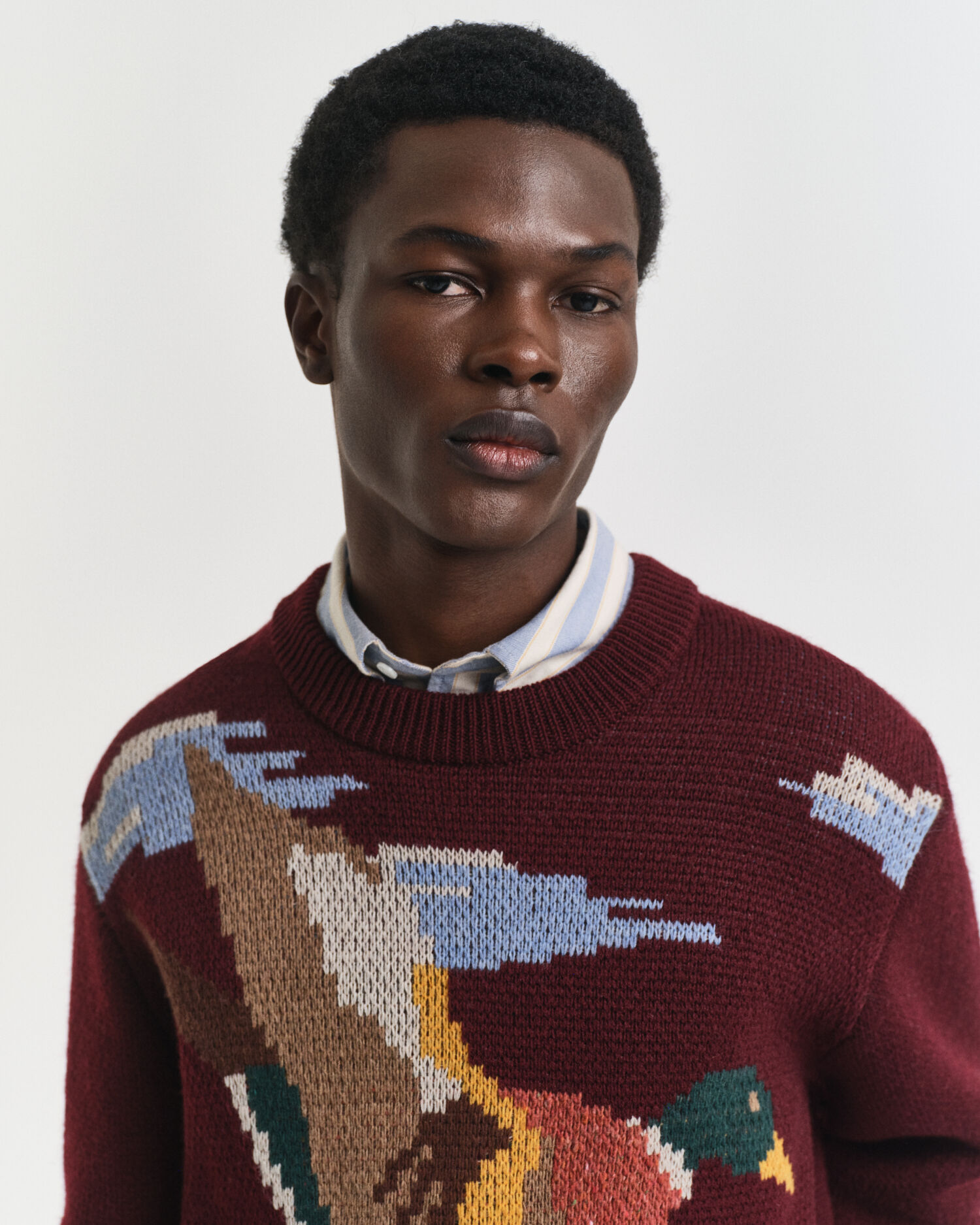 Tröja med rund halsringning och fågelmotiv