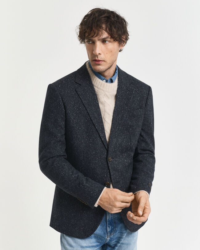 Slim fit kostymkavaj i donegalväv