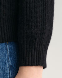 Ribbstickad crew neck tr&ouml;ja i ull