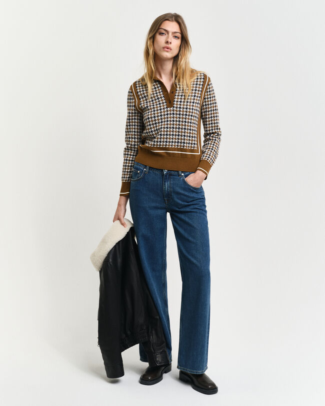 Hundtandsm&ouml;nstrad pik&eacute;tr&ouml;ja i jacquard