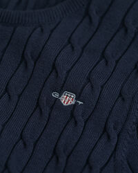 Teen Girls kabelstickad kortärmad tröja i bomullsstretch