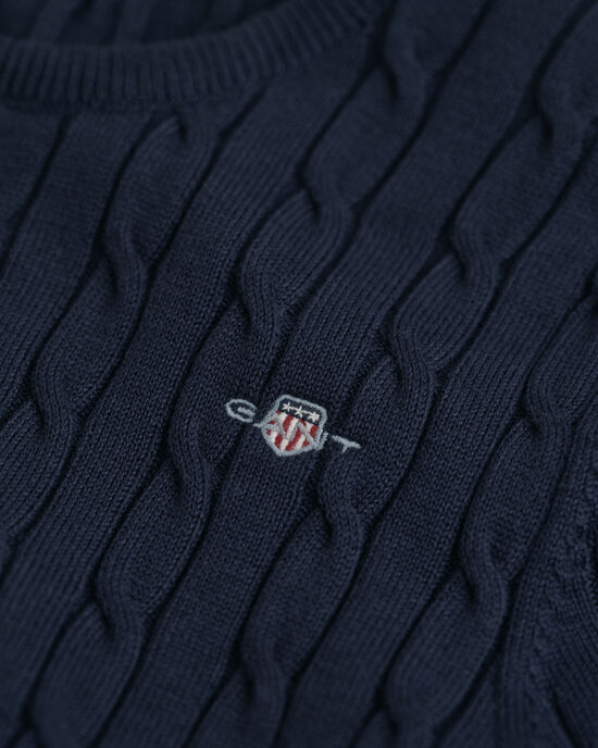 Teen Girls kabelstickad kortärmad tröja i bomullsstretch