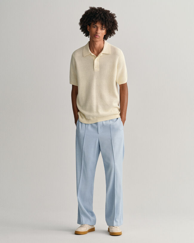 Textured pikétröja i bomull