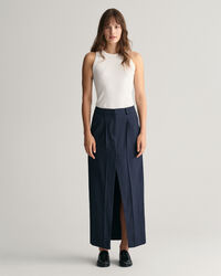 Plisserad kritstrecksrandig maxikjol