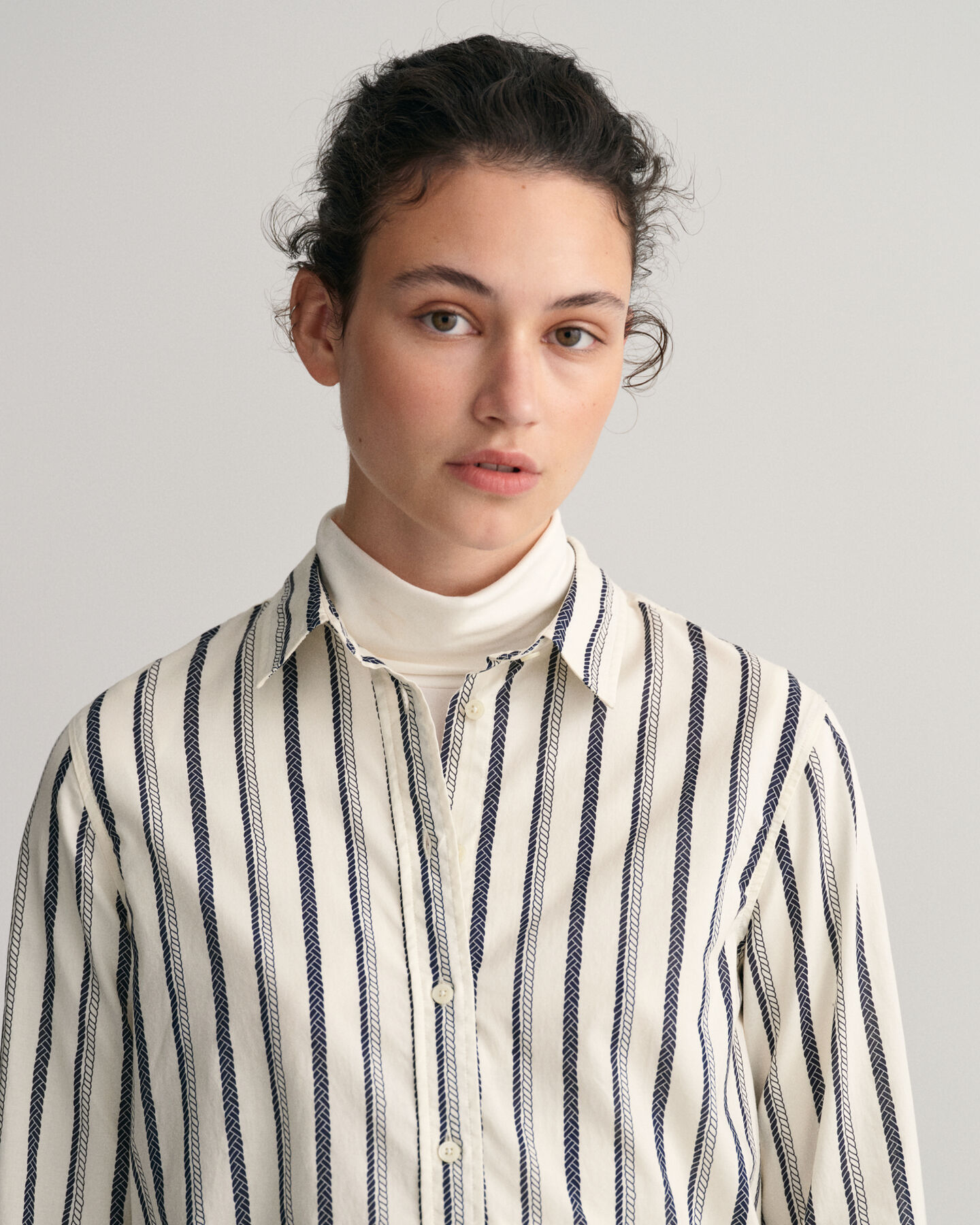 Regular fit repmönstrad skjorta i bomullsvoile