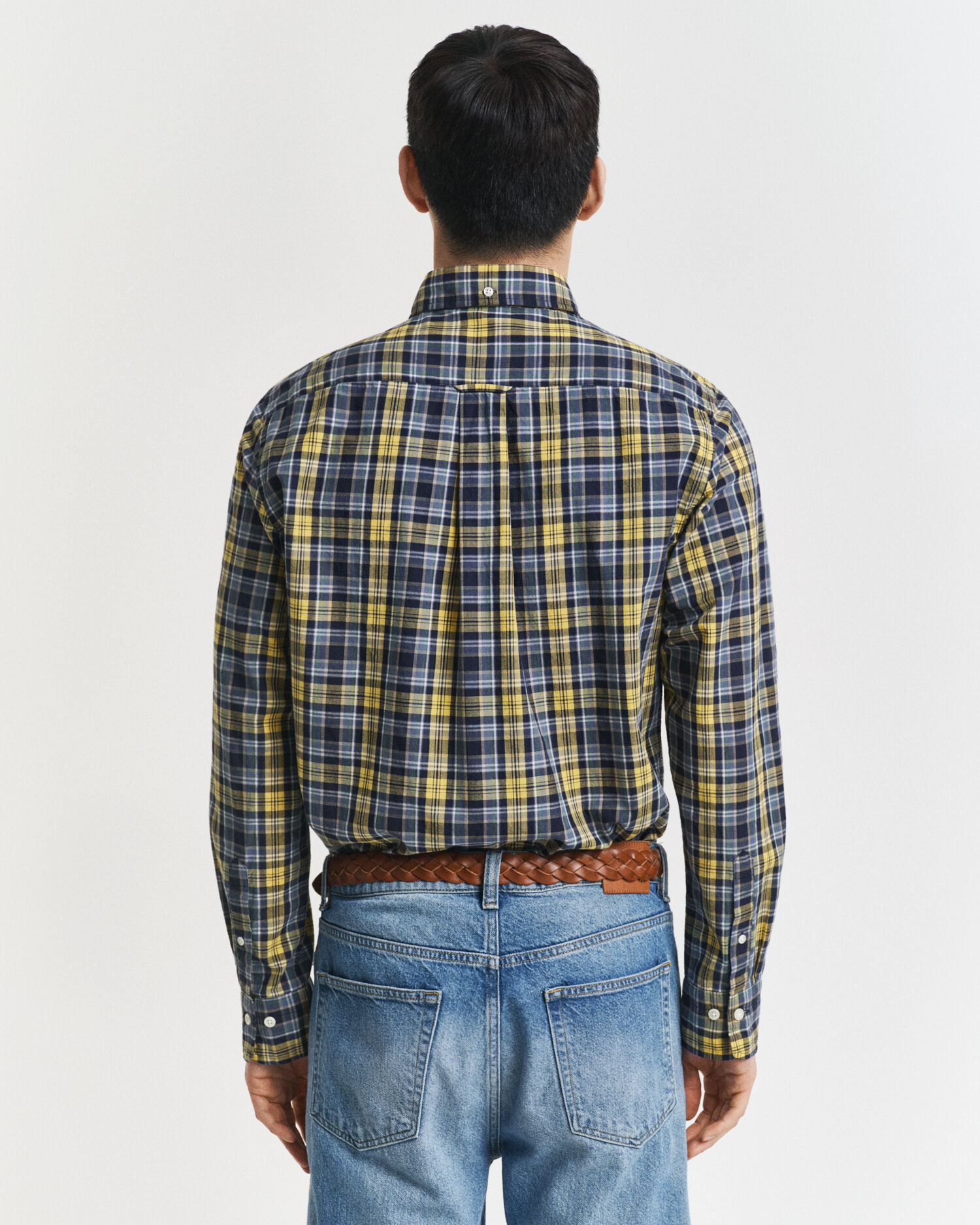 Regular fit rutig poplinskjorta