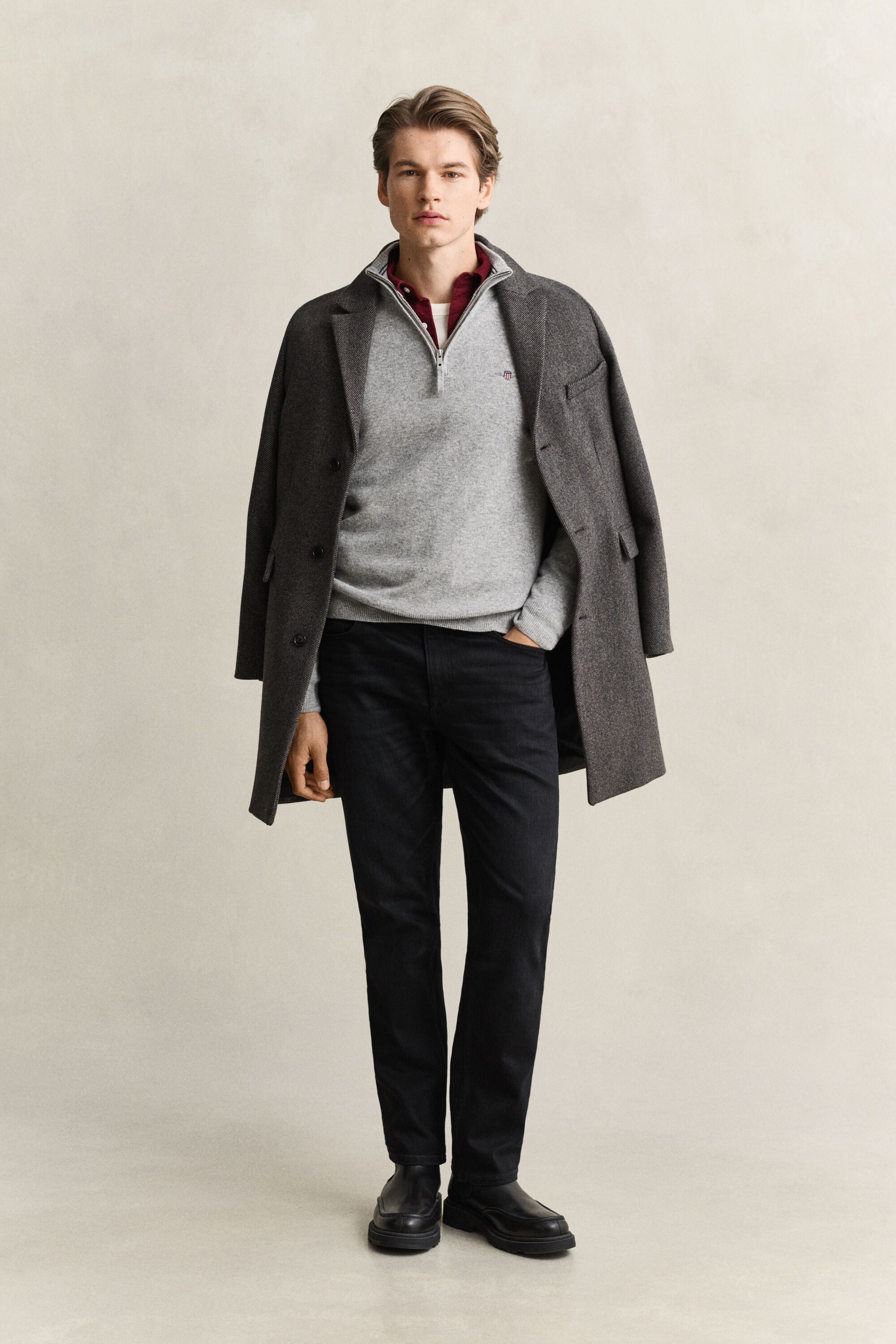 Tröja i lammull med half-zip