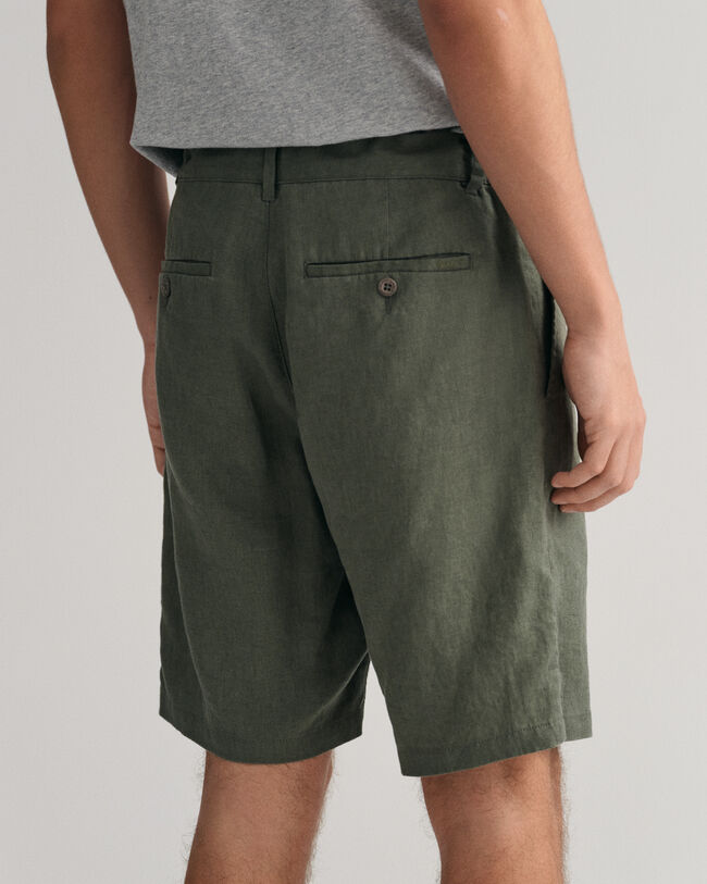 Relaxed fit linneshorts med dragsko