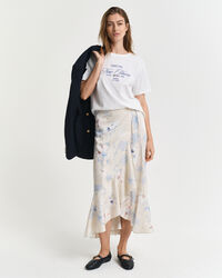 Blommig omlottkjol med volang