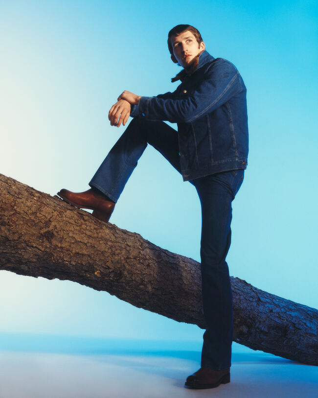 Wrangler x GANT jeansjacka med fuskp&auml;ls