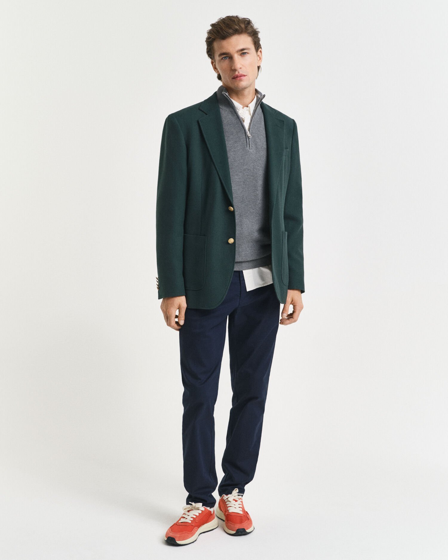 Tröja i bomullspiké med dragkedja vid halsöppningen