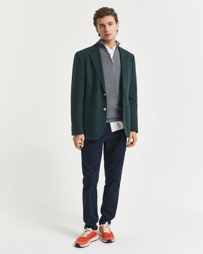 Tröja i bomullspiké med dragkedja vid halsöppningen