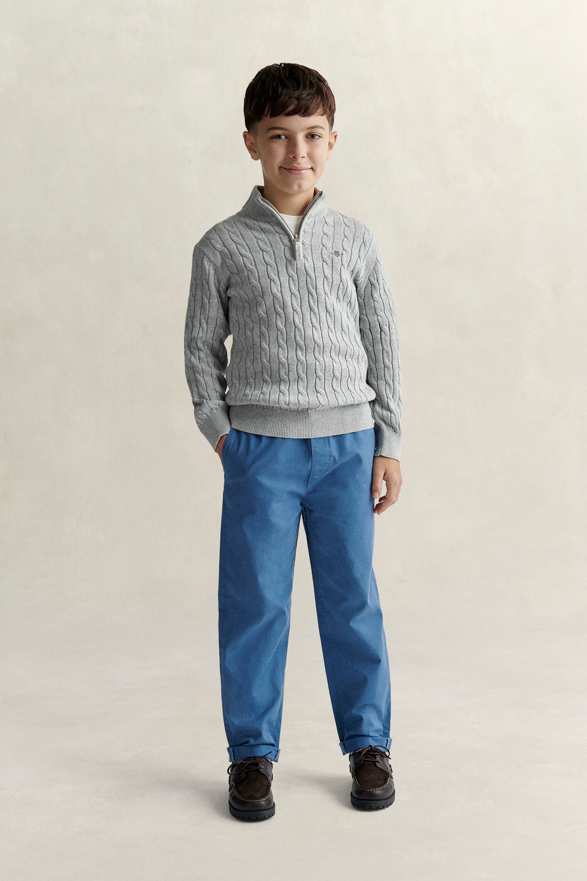 Teen Boys tröja med half-zip och sköldemblem