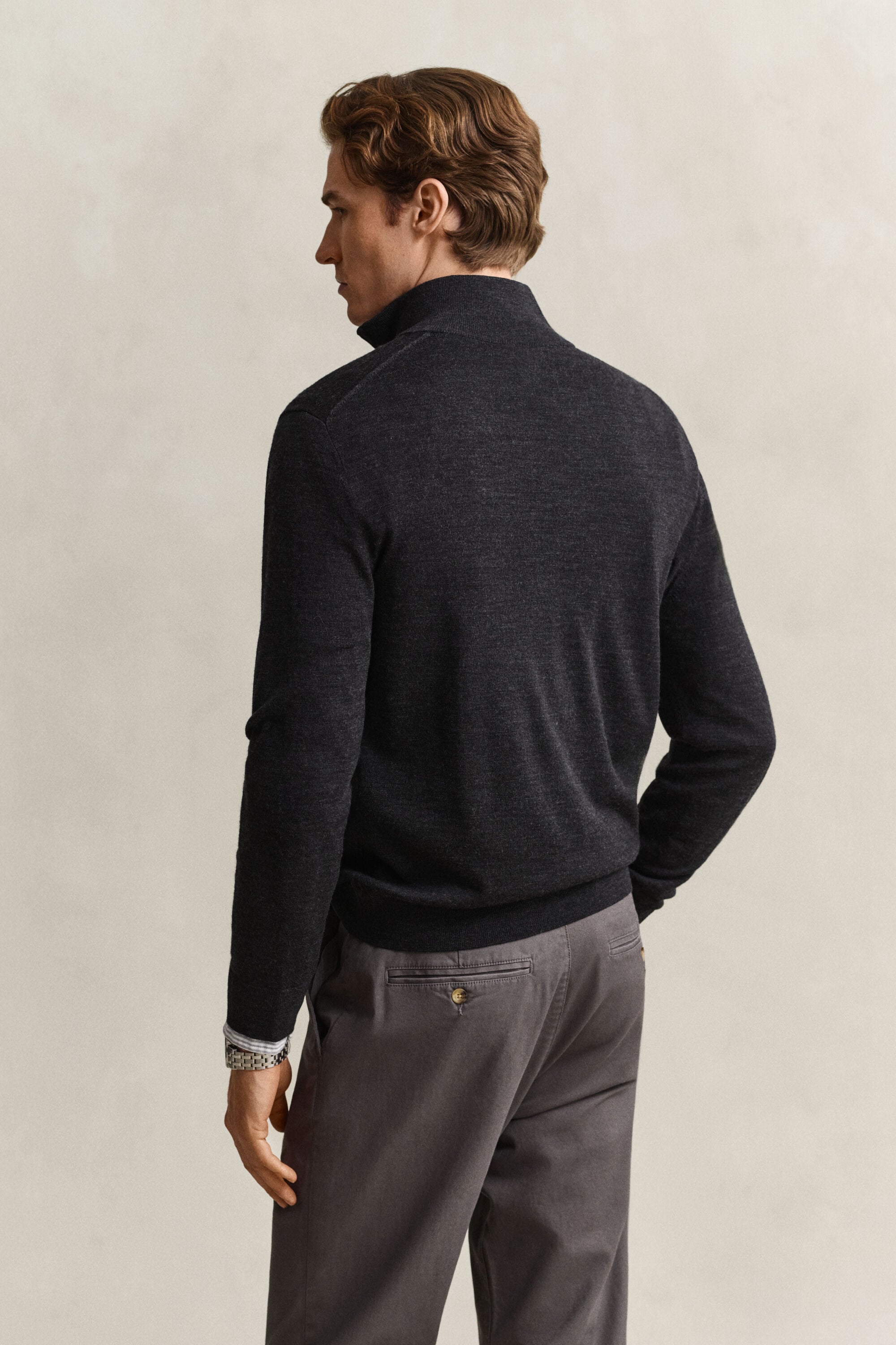 Tröja med half-zip i merinoull