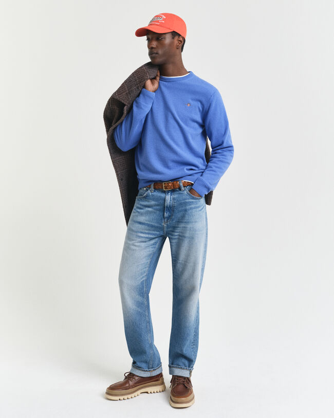 Rundhalsad tröja i superfin lammull