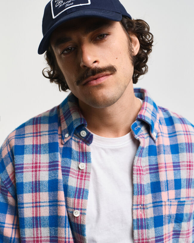 Relaxed fit rutig flanellskjorta