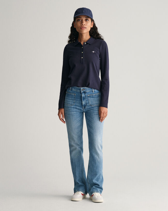 Långärmad pikétröja med sköld