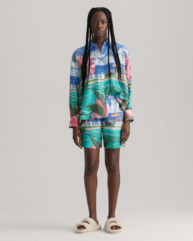 Scenery Print shorts med dragsko