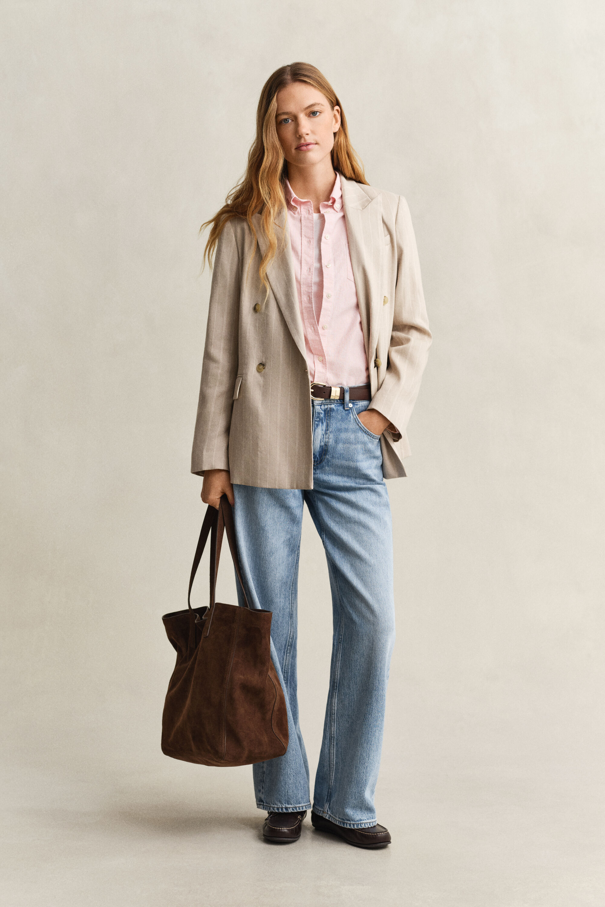 Regular fit klassisk rutig oxfordskjorta