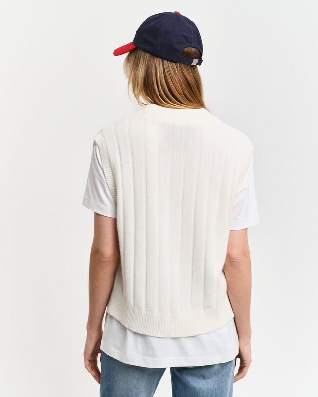 Bredribbad V-ringad slipover i ull