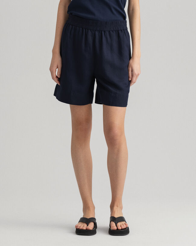 Dra-på-shorts i linne och viskos
