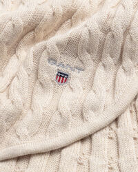 Baby kabelstickad bomullsfilt