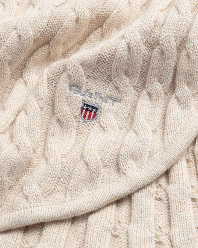 Baby kabelstickad bomullsfilt