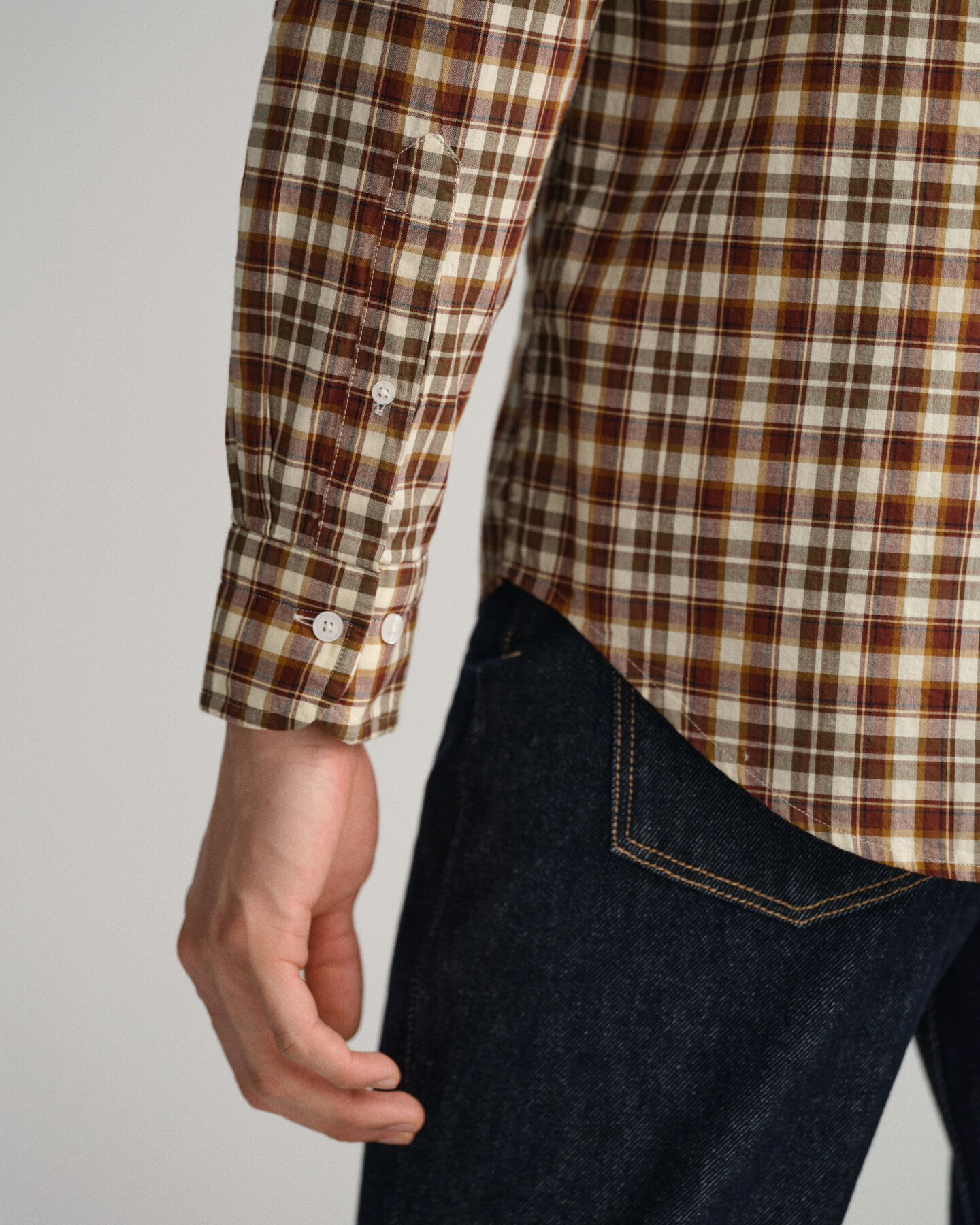 Regular fit skotskrutig poplinskjorta