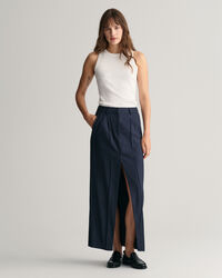 Plisserad kritstrecksrandig maxikjol